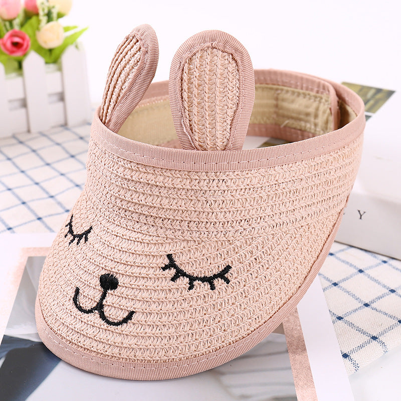 Hat Foldable Straw Korean Embroidery Outdoor Kids' Headwear