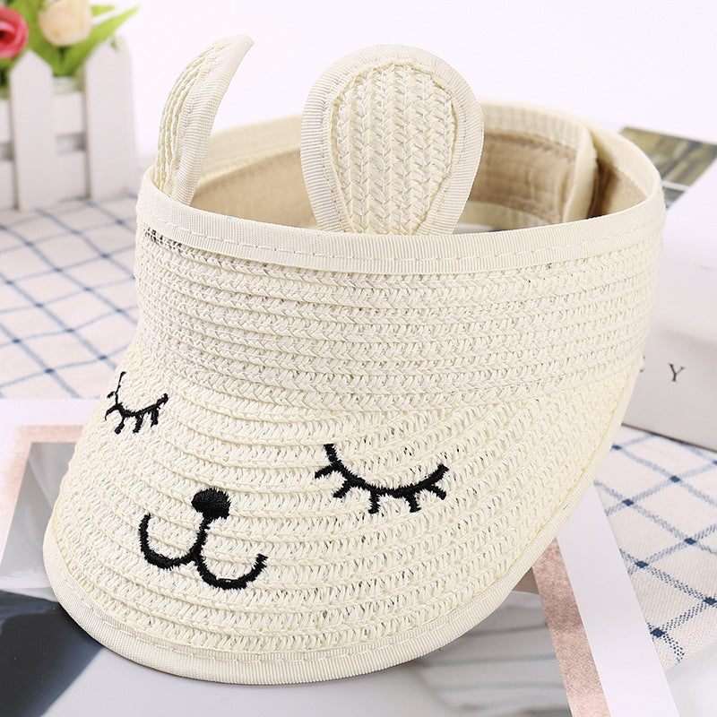 Hat Foldable Straw Korean Embroidery Outdoor Kids' Headwear