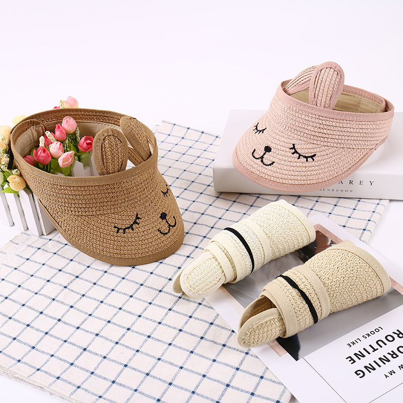 Hat Foldable Straw Korean Embroidery Outdoor Kids' Headwear