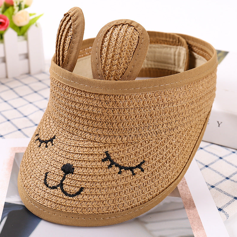 Hat Foldable Straw Korean Embroidery Outdoor Kids' Headwear