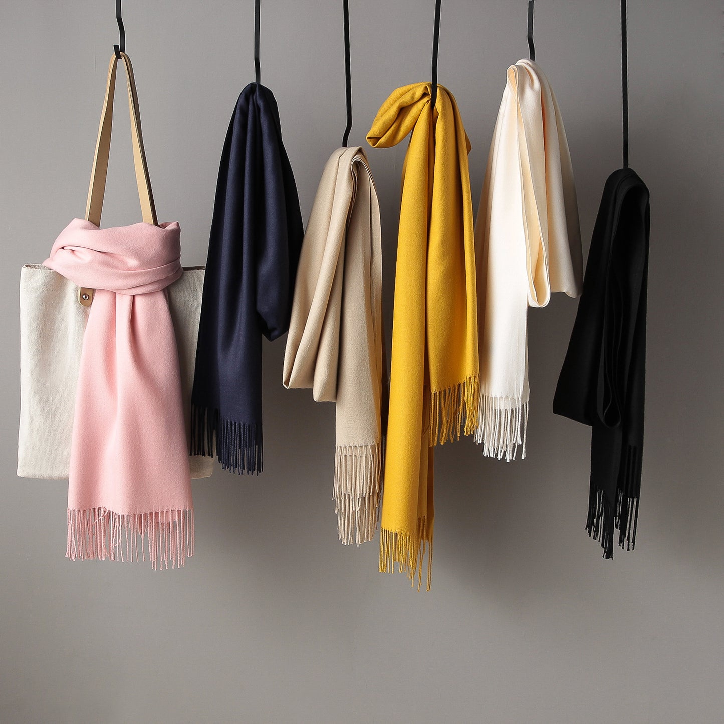 Women's Tassel Shawl Solid Color Cashmere Extra Scarfs