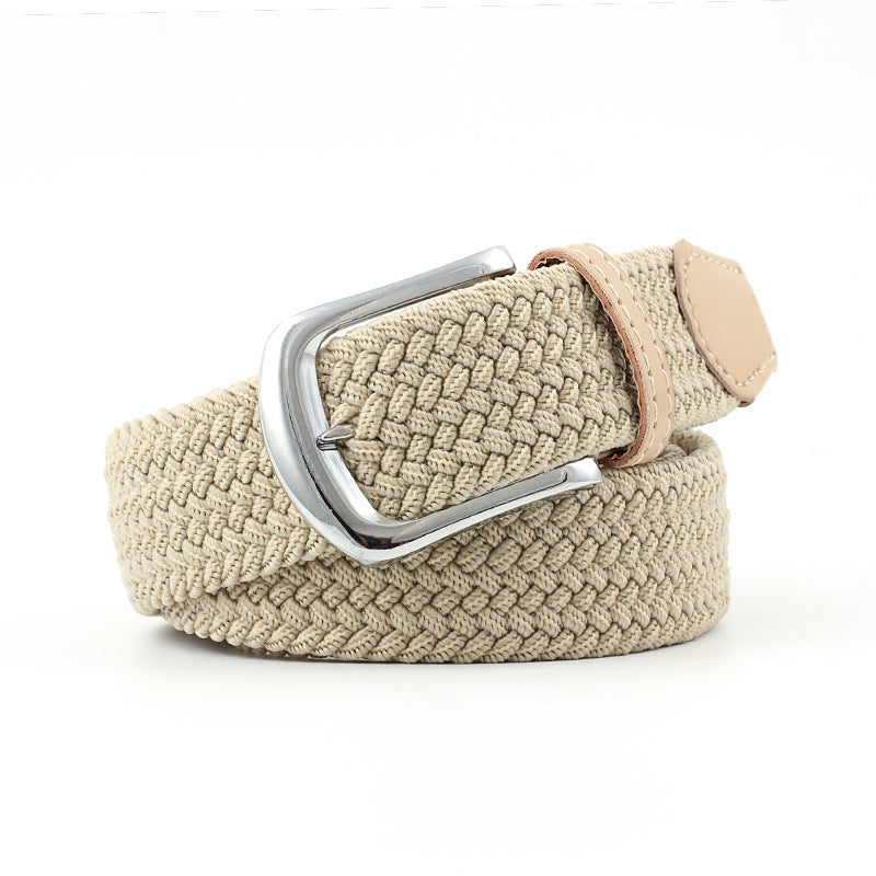 Women's & Men's Universal Woven Leather Stretch Canvas Pin Belts