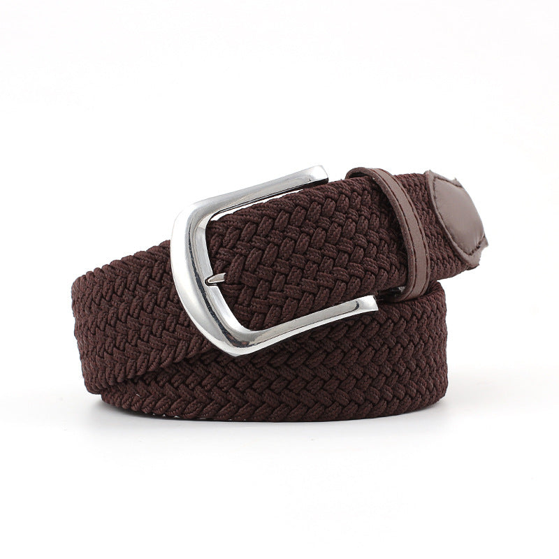 Women's & Men's Universal Woven Leather Stretch Canvas Pin Belts