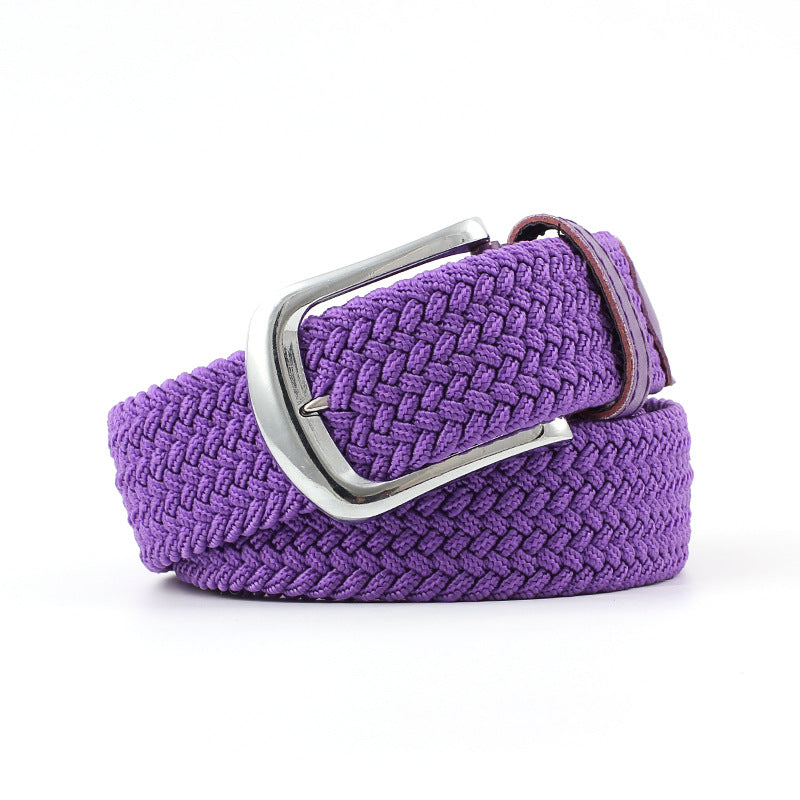 Women's & Men's Universal Woven Leather Stretch Canvas Pin Belts