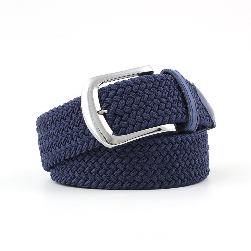 Women's & Men's Universal Woven Leather Stretch Canvas Pin Belts