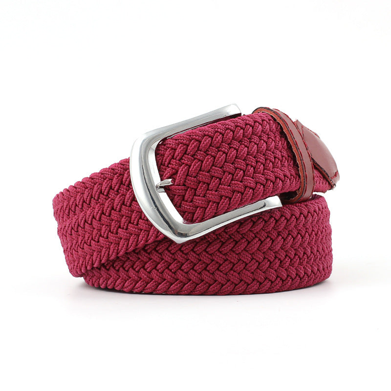 Women's & Men's Universal Woven Leather Stretch Canvas Pin Belts