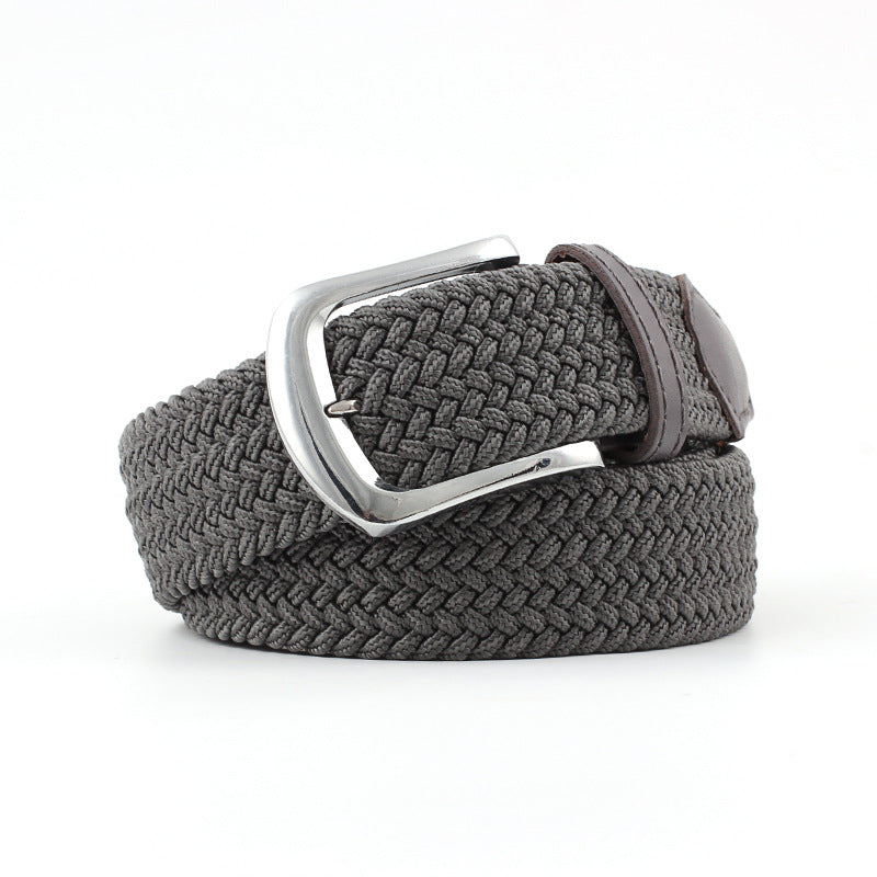 Women's & Men's Universal Woven Leather Stretch Canvas Pin Belts