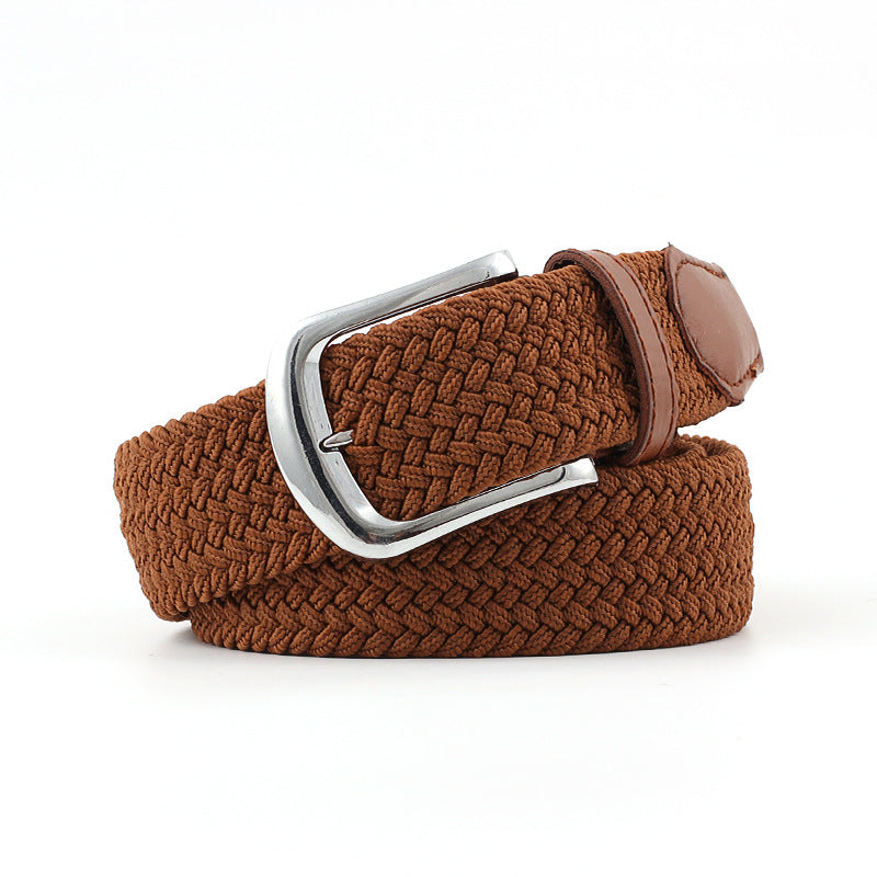 Women's & Men's Universal Woven Leather Stretch Canvas Pin Belts