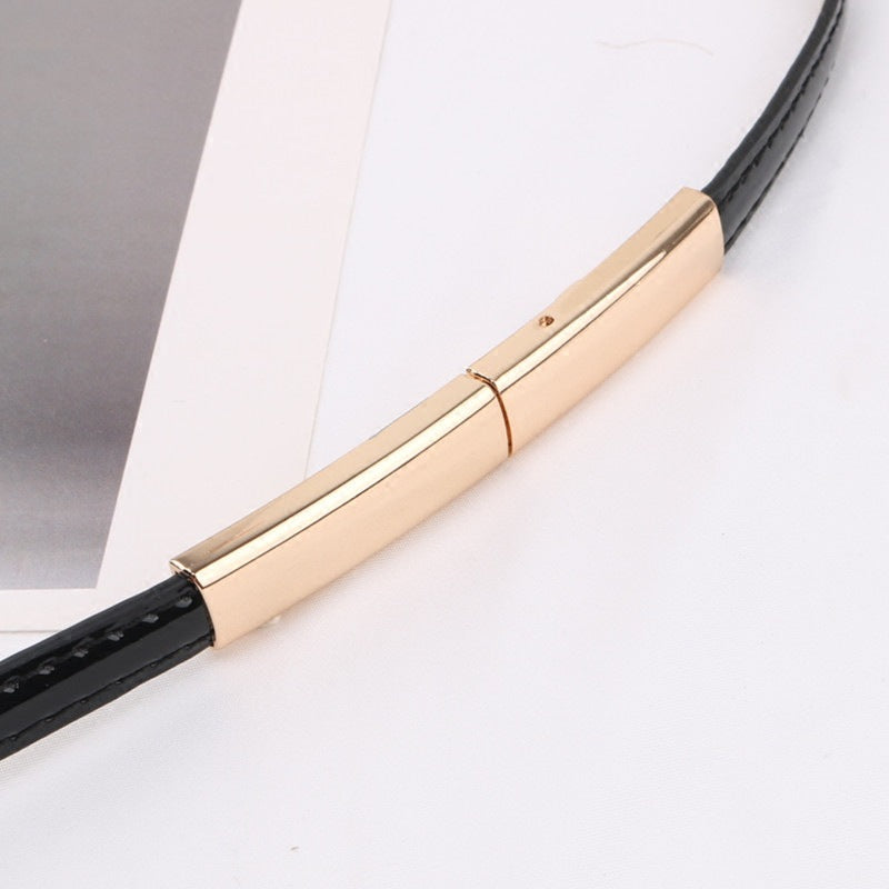 Women's Thin Patent Leather Fashion Korean Ornament Belts