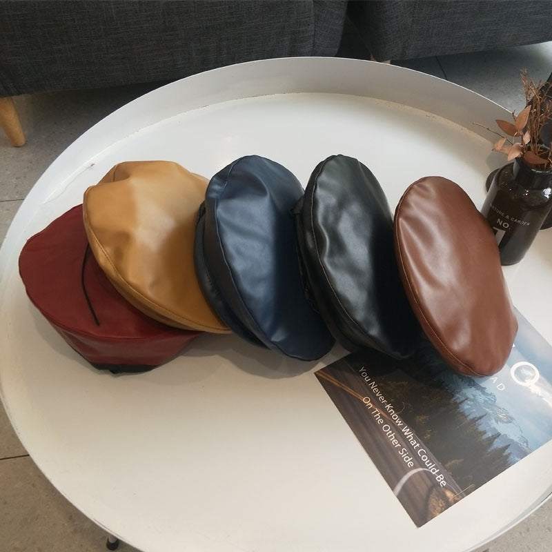 Women's Trend Tone Leather Beret Fashion Retro Hats & Caps