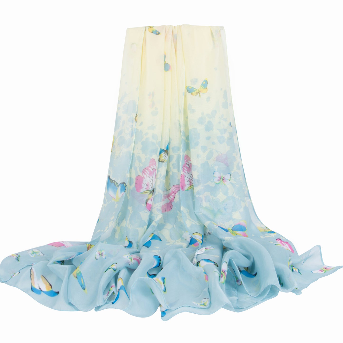 Women's Oversized Chiffon Printed White Shawl Korean Scarfs