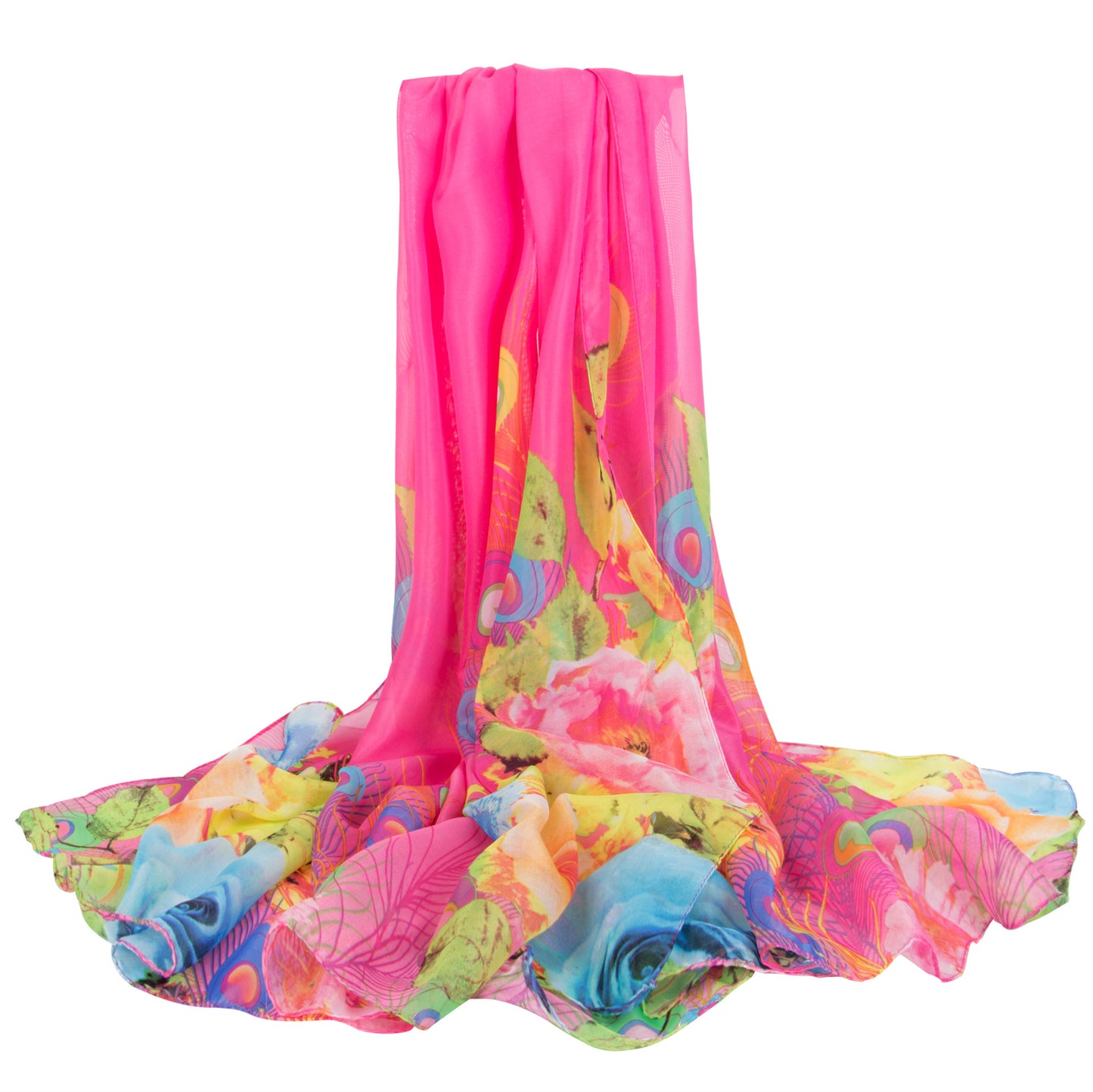 Women's Oversized Chiffon Printed White Shawl Korean Scarfs