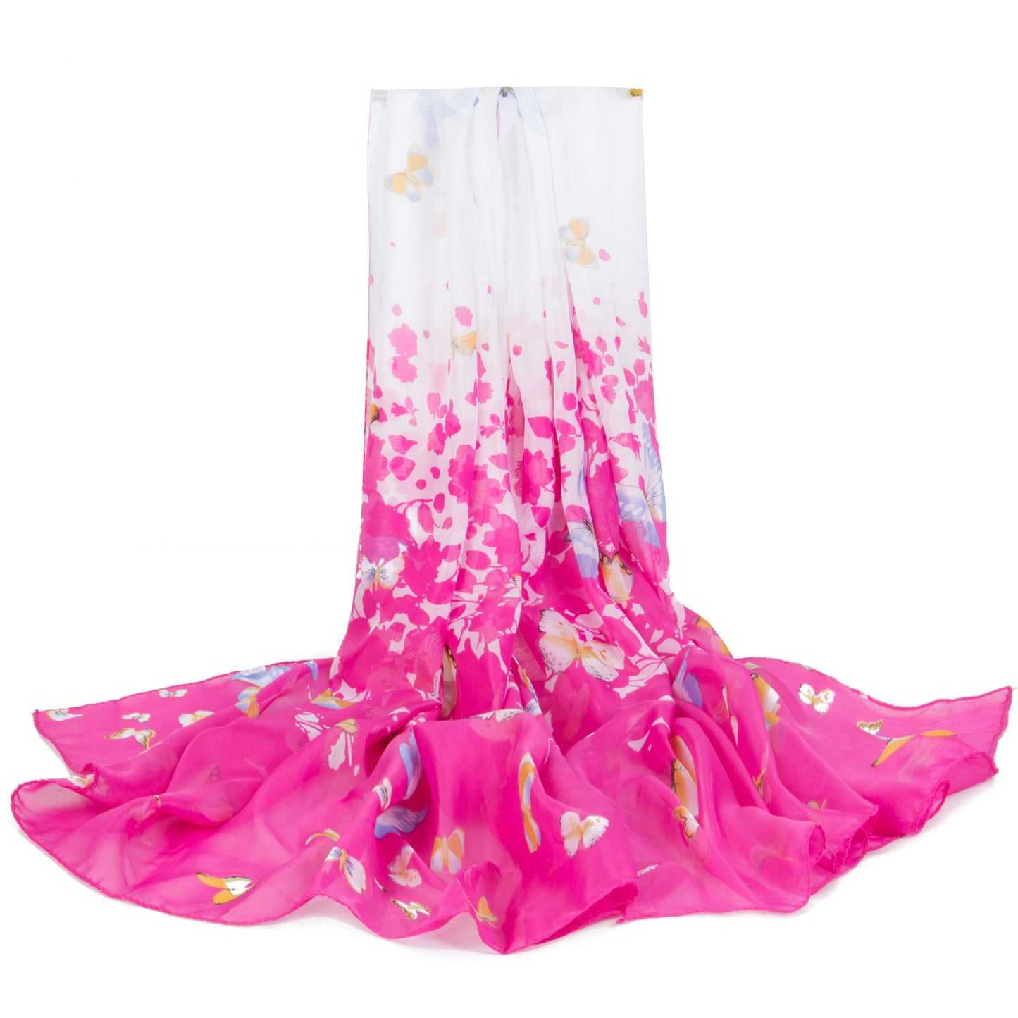 Women's Oversized Chiffon Printed White Shawl Korean Scarfs