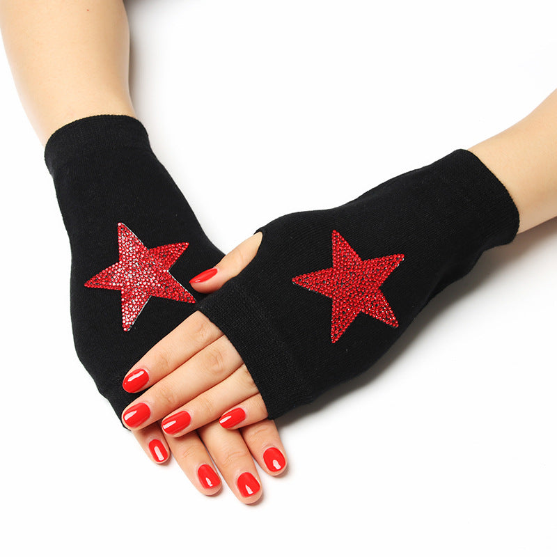 Women's & Men's Sailor Dance Open Finger Rivet Knitting Gloves