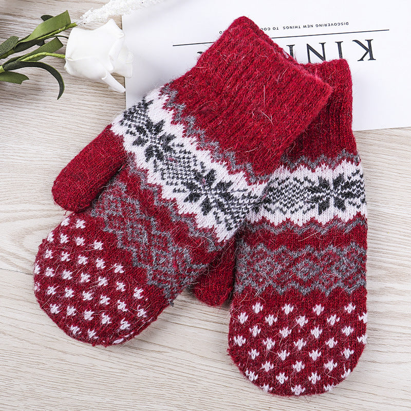 Women's Lined Padded Warm Keeping Knitted Bag Gloves