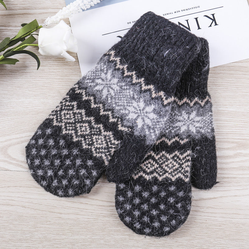 Women's Lined Padded Warm Keeping Knitted Bag Gloves