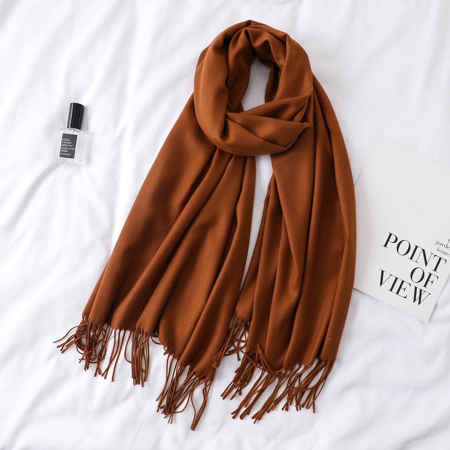 Women's Tassel Shawl Solid Color Cashmere Extra Scarfs