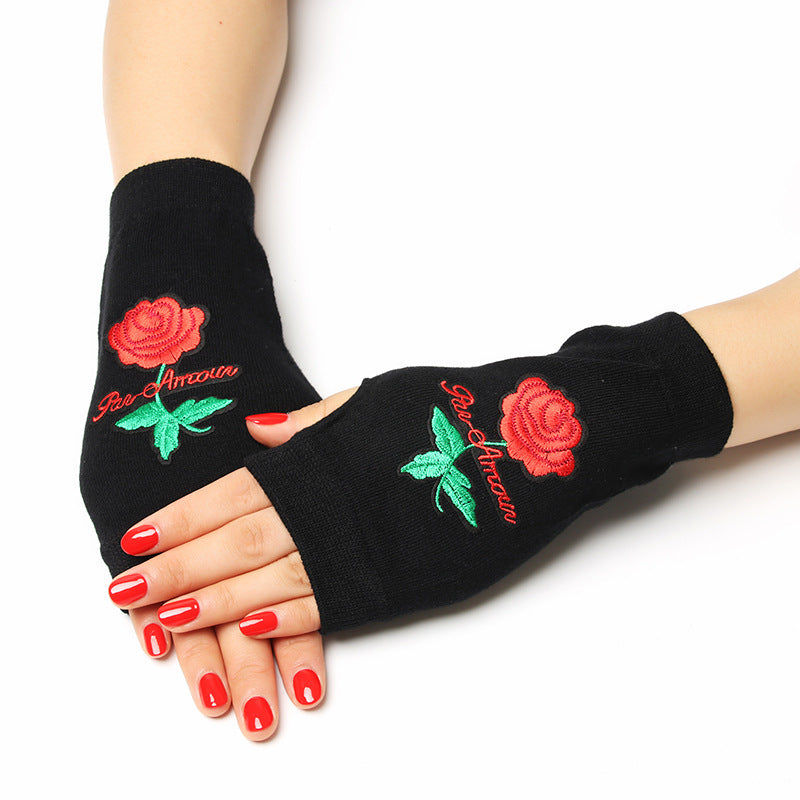 Women's & Men's Sailor Dance Open Finger Rivet Knitting Gloves