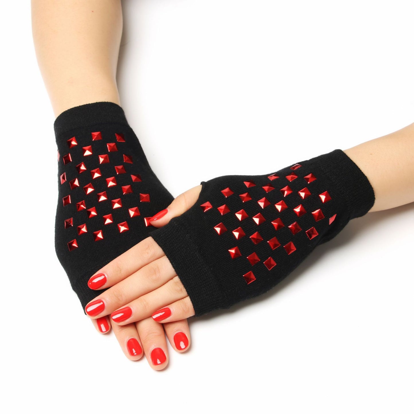 Women's & Men's Sailor Dance Open Finger Rivet Knitting Gloves