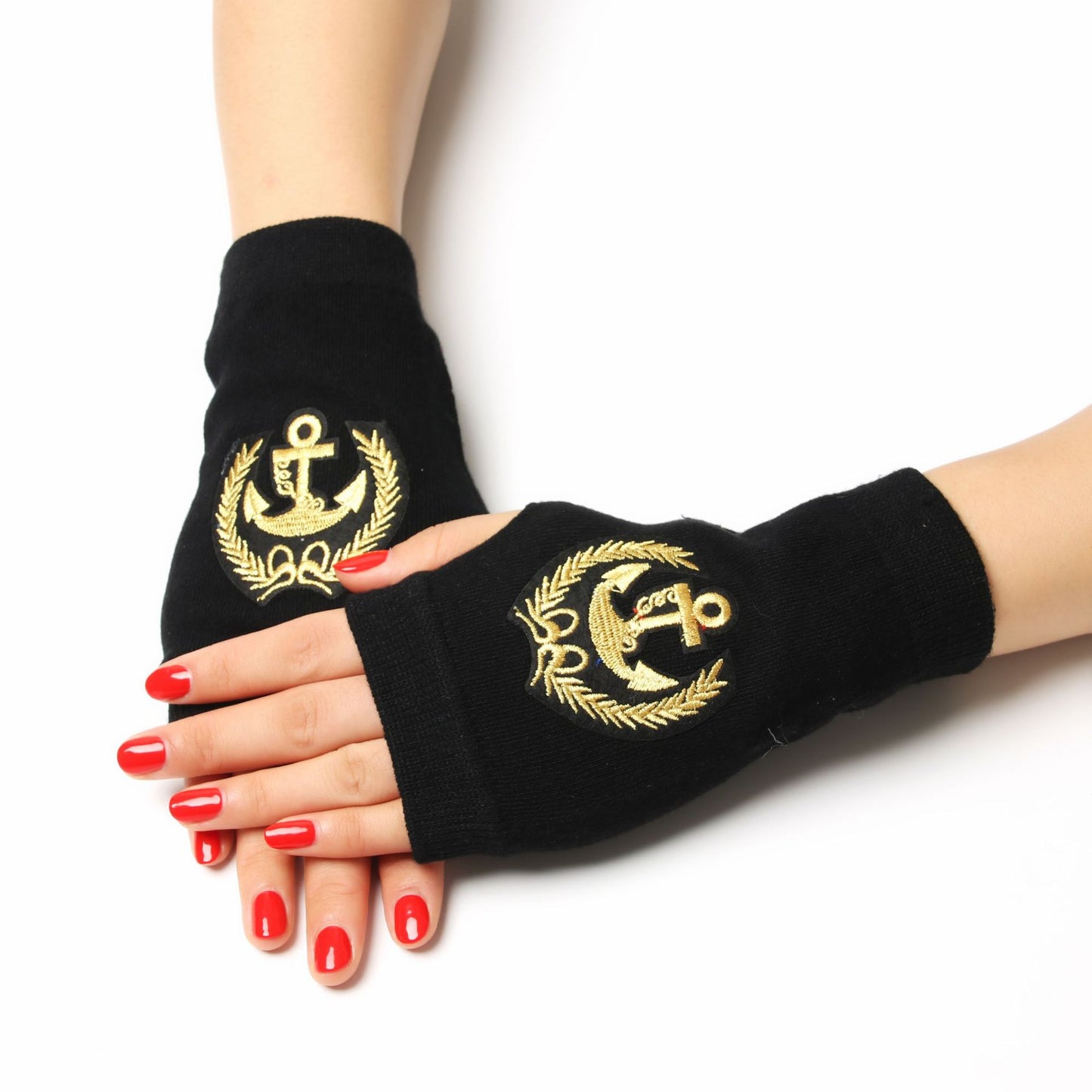 Women's & Men's Sailor Dance Open Finger Rivet Knitting Gloves