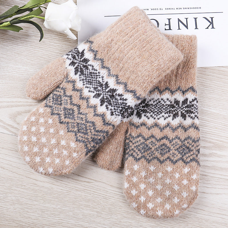 Women's Lined Padded Warm Keeping Knitted Bag Gloves