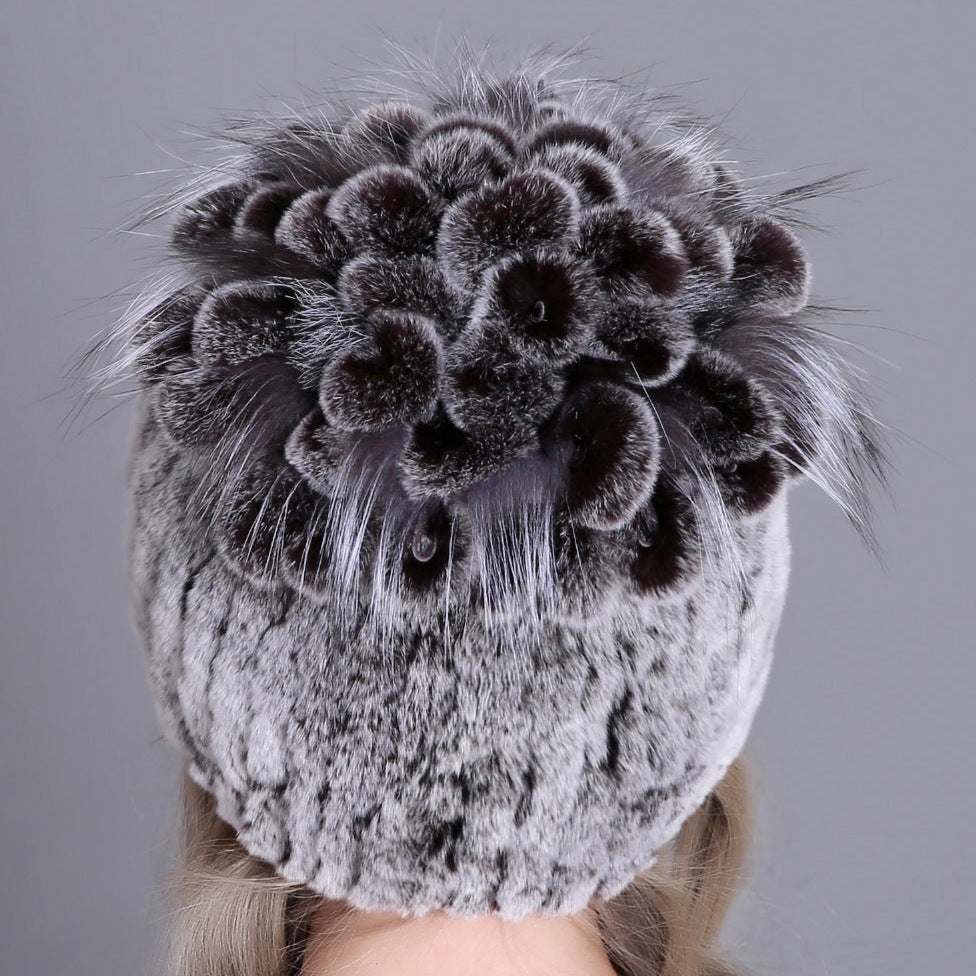 Women's Rabbit Fur Woven Hat Warm Thickened Hats & Caps