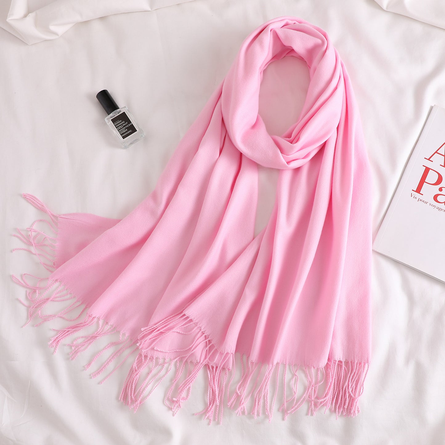 Women's Tassel Shawl Solid Color Cashmere Extra Scarfs