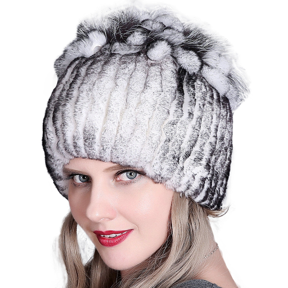 Women's Rabbit Fur Woven Hat Warm Thickened Hats & Caps