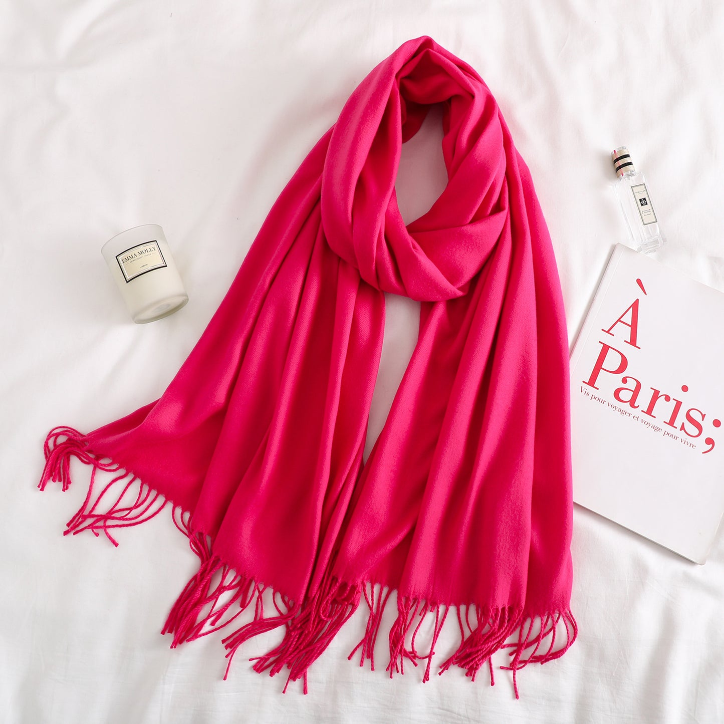 Women's Tassel Shawl Solid Color Cashmere Extra Scarfs