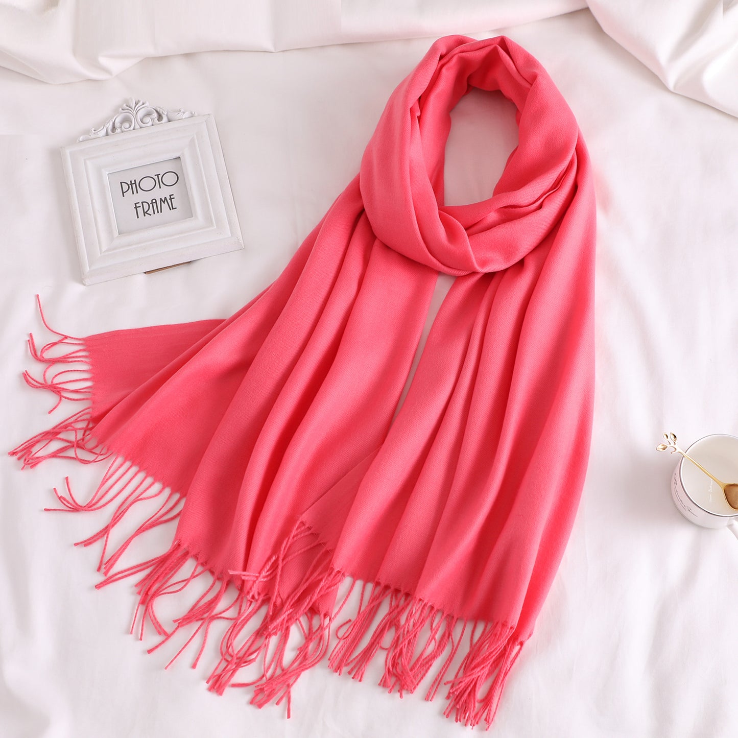 Women's Tassel Shawl Solid Color Cashmere Extra Scarfs