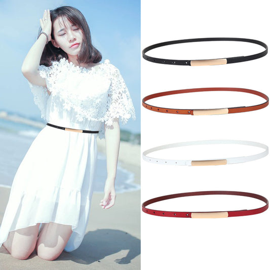 Women's Korean Style Thin Dress Decoration Leather Belts