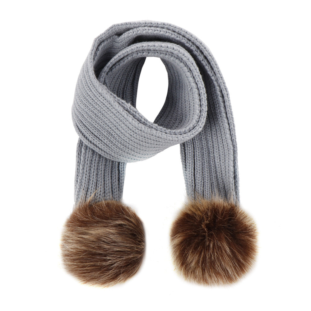 Wool Hat Knitted Oversized Imitation Raccoon Fur Kids' Headwear