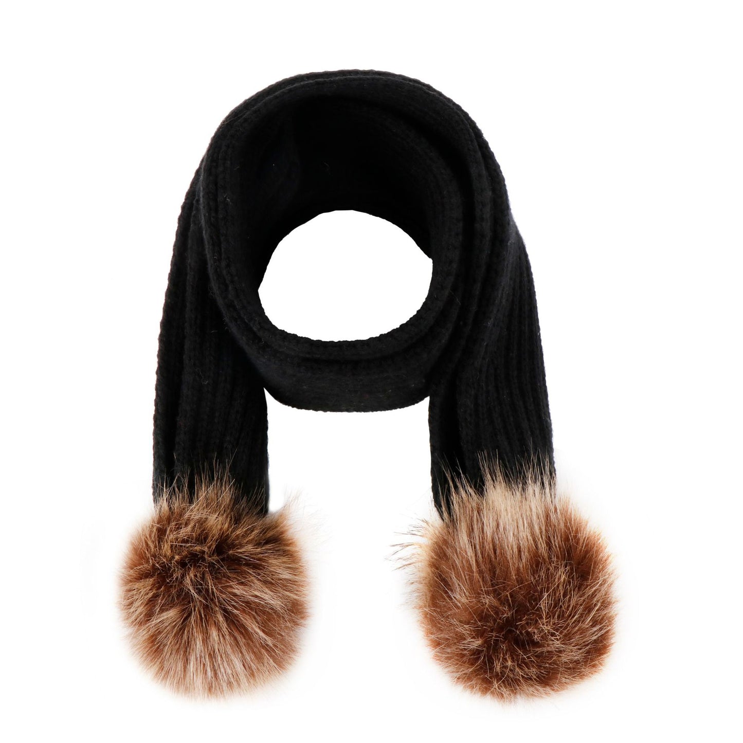 Wool Hat Knitted Oversized Imitation Raccoon Fur Kids' Headwear