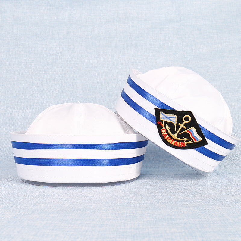 Children's Uniform White Stage Performance Hat Embroidery Kids' Headwear