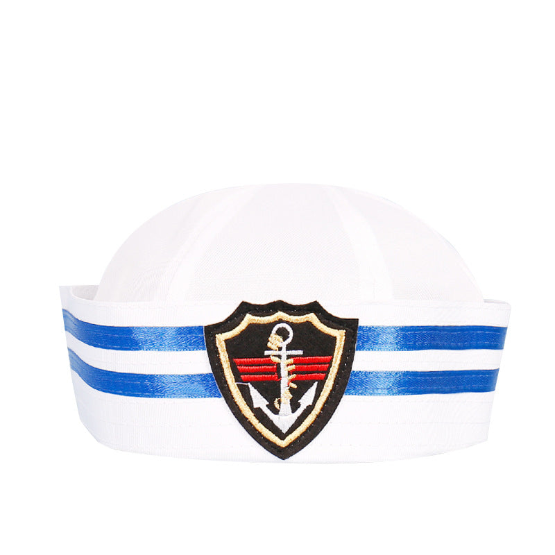 Children's Uniform White Stage Performance Hat Embroidery Kids' Headwear