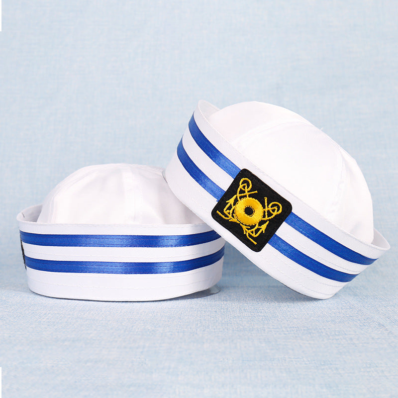 Children's Uniform White Stage Performance Hat Embroidery Kids' Headwear