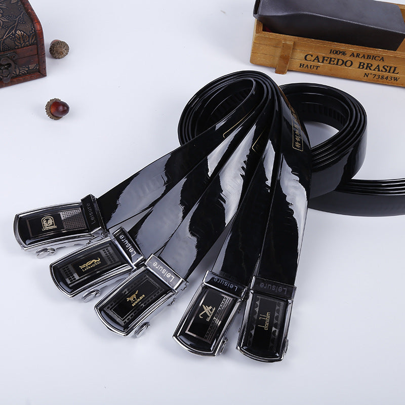 Men's Black Beef Tendon Old-fashioned Trendy Pure Belts