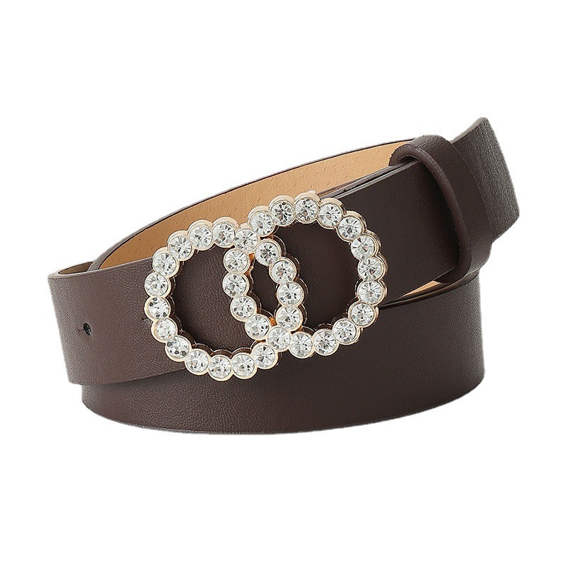 Women's Creative Style Fashion Double Circle Rhinestone Belts