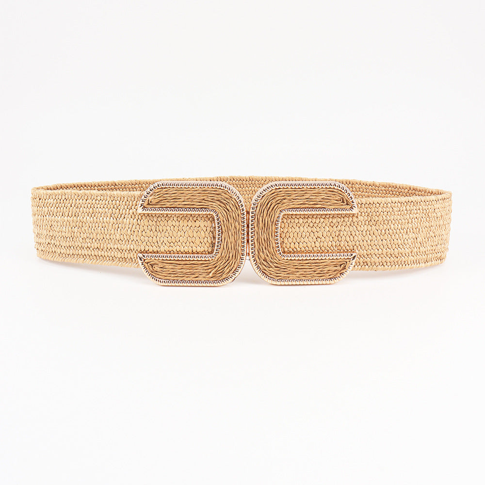 Knitted Buckle Grass Comfortable Elastic Waist Belts