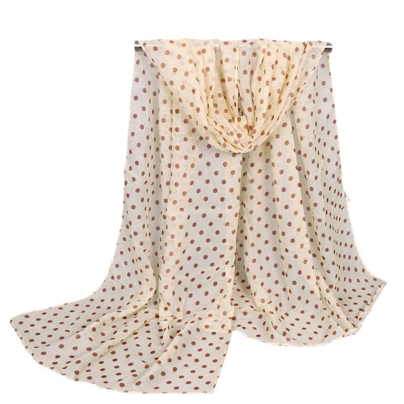 Women's Thin Small Dots Chiffon Printing Popular Scarfs