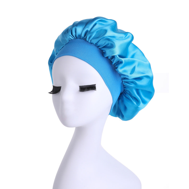 Women's Brim High Elastic Satin Nightcap Beauty Hairdressing Hair Hats & Caps