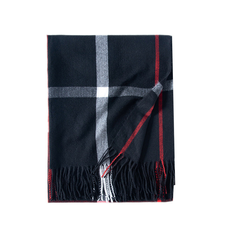 Women's Striped Plaid Street Cashmere Warm Shawl Scarfs