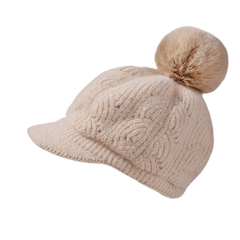 Women's Hair Baseball Korean Textured Sequined Fur Hats & Caps