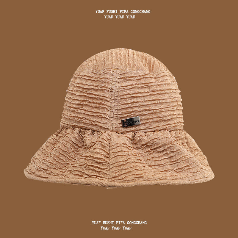 Women's Protection Hat Small Pleated Wide Brim Hats & Caps