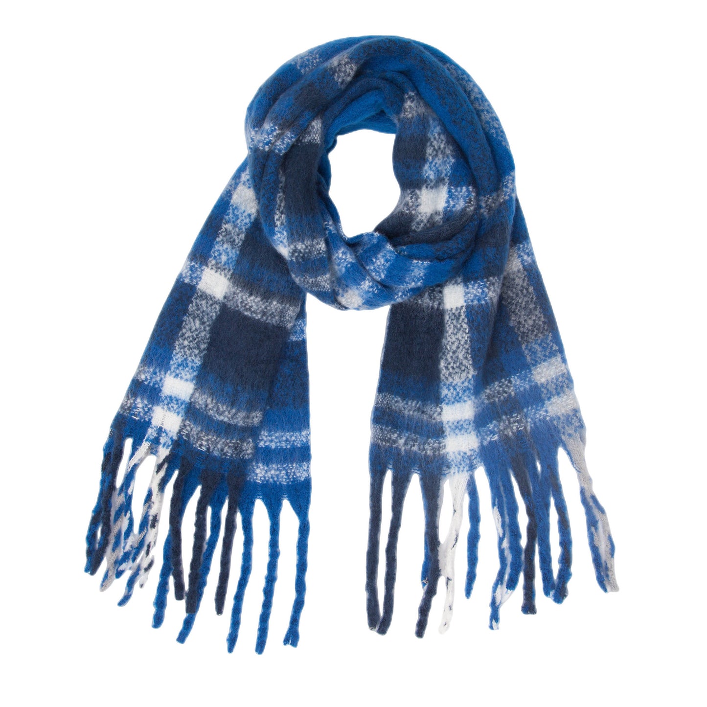 Women's Round Yarn Thickened Thick Tassel Plaid Scarfs