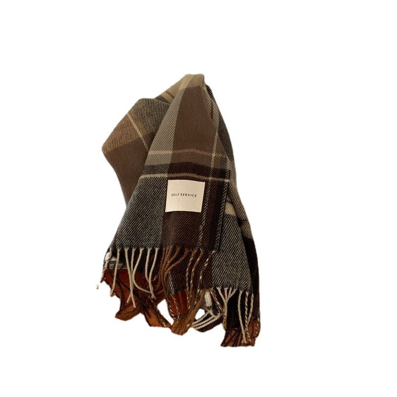 Women's High-grade Plaid Shawl Autumn Versatile Fashion Scarfs