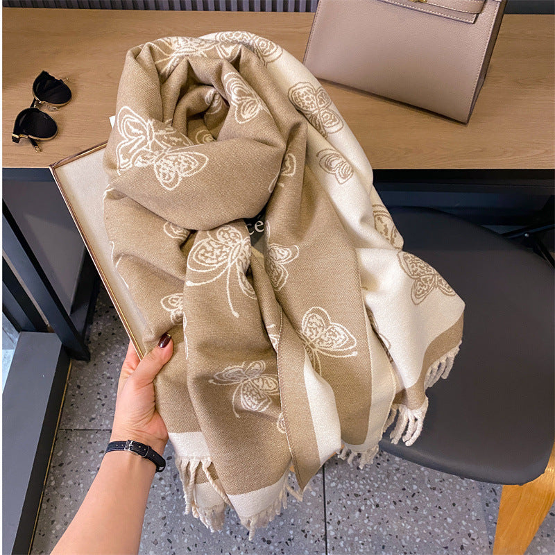 Women's Thickened Jacquard Winter Office Talma Outer Scarfs