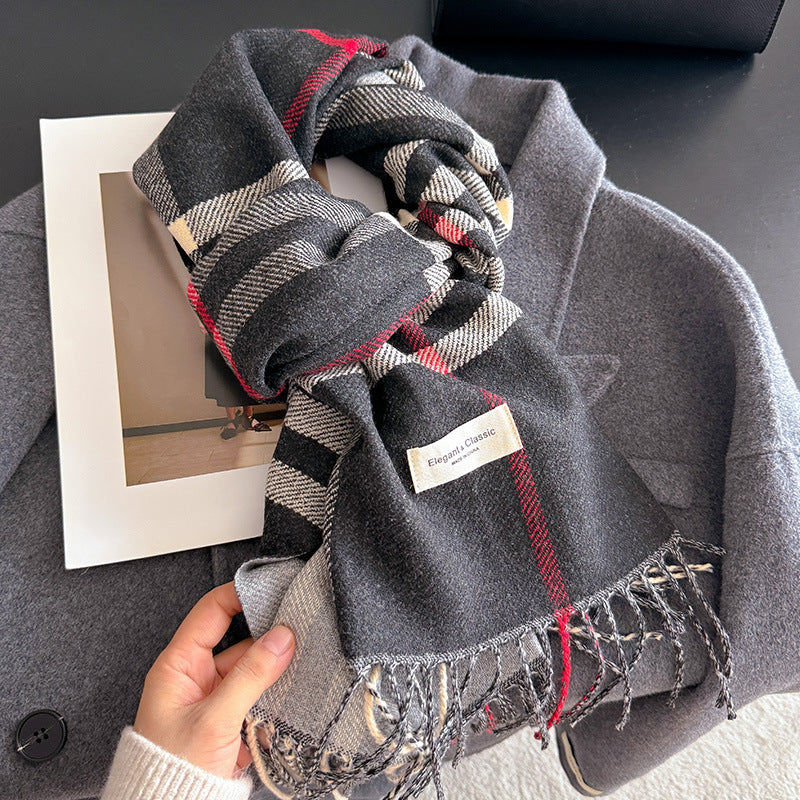 Women's Striped Plaid Talma Elegant Style Warm Scarfs