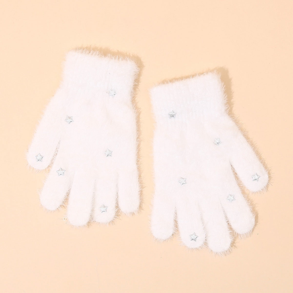 Woolen Knitted Printed Warm Mink Fur Gloves