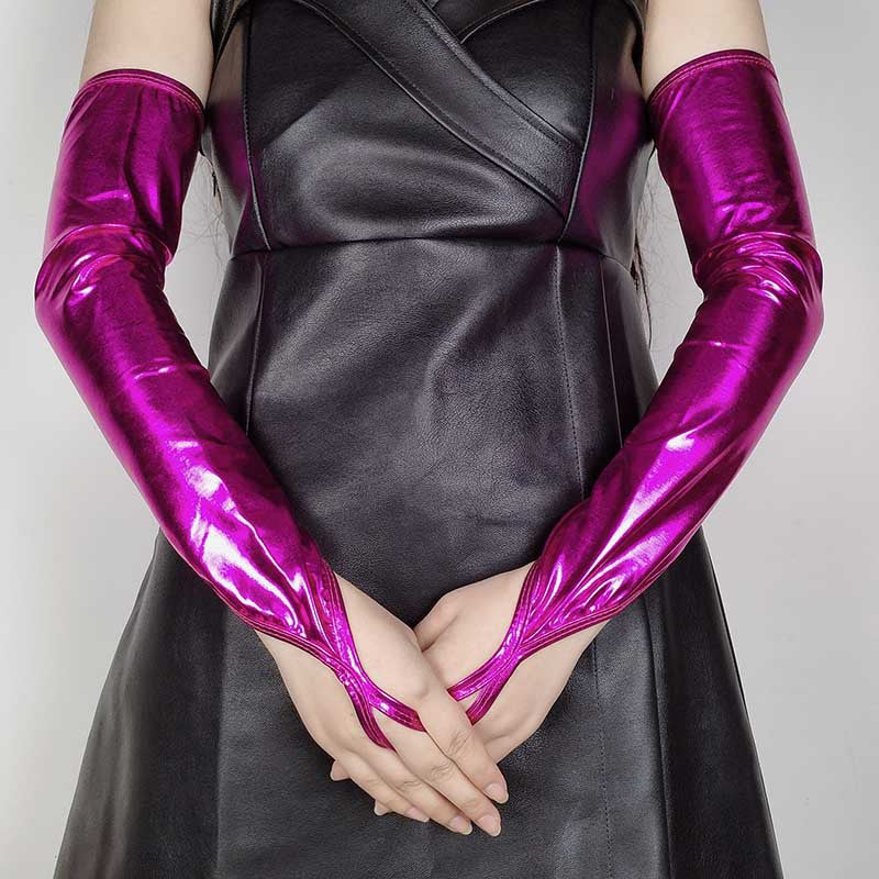 Hook Finger Coated Patent Leather Female Open Pole Gloves